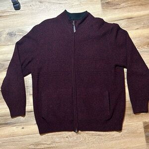 Pendleton Sweater Mens XXL Shetland Wool Maroon Full Zip Jacket Pockets Washable